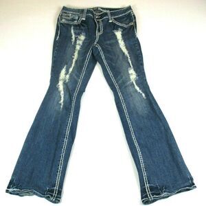 ZCO Jeans Premium Boot Thick Stitched Distressed Flap Pocket Women's Size 11